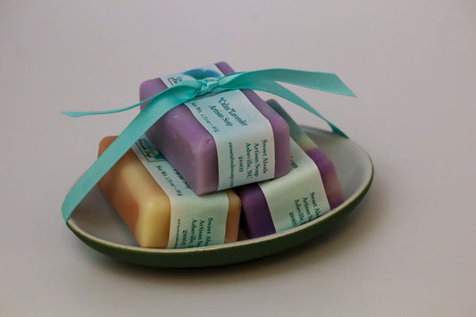3 guest soaps with Soap Dish