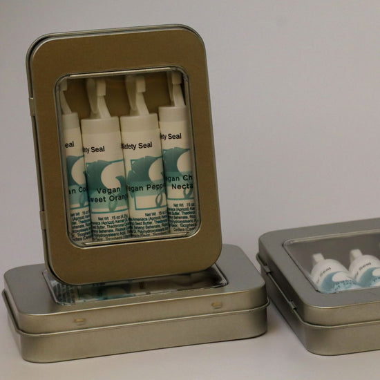 Metal Window Tin with four lip balms