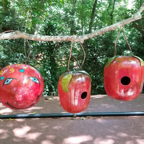 Apple gourd birdhouses